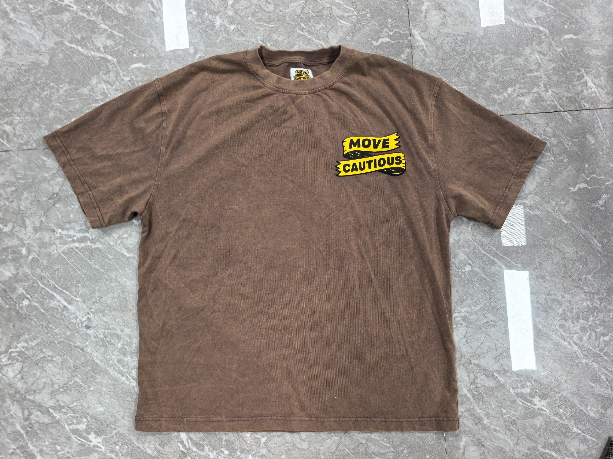 Move Cautious (acid wash) Brown Tee